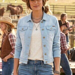 ISAAC MIZRAHI LIVE  LADIES LIGHT WASH  DENIM JACKET